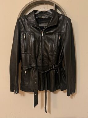 Wilsons Leather Black Belted Women's Jacket